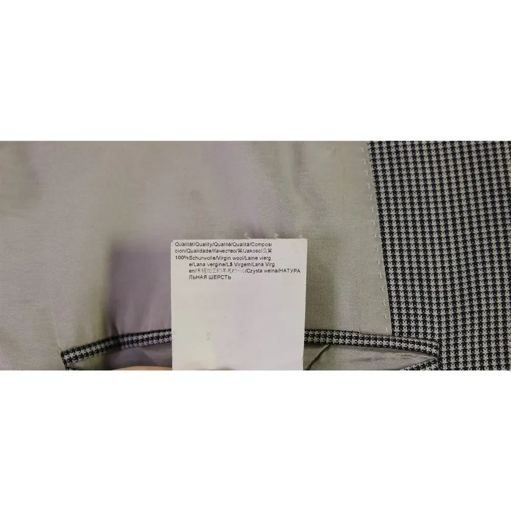 Hugo Boss Black Gray Gingham Check 2-Btn Wool Blazer Jacket 40R